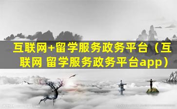 互联网+留学服务政务平台（互联网 留学服务政务平台app）